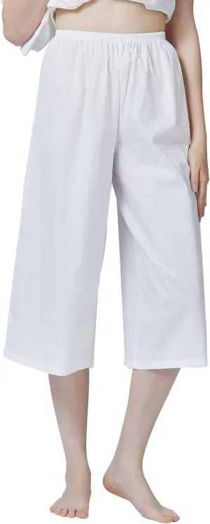 BEAUTELICATE Cotton Culotte Half Slip for Women Simple Elastic Waist Sleep Pants