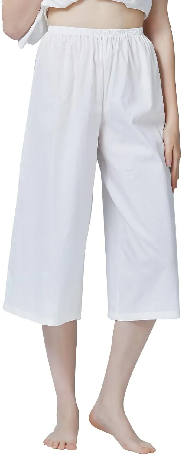 BEAUTELICATE Cotton Culotte Half Slip for Women Simple Elastic Waist Sleep Pants