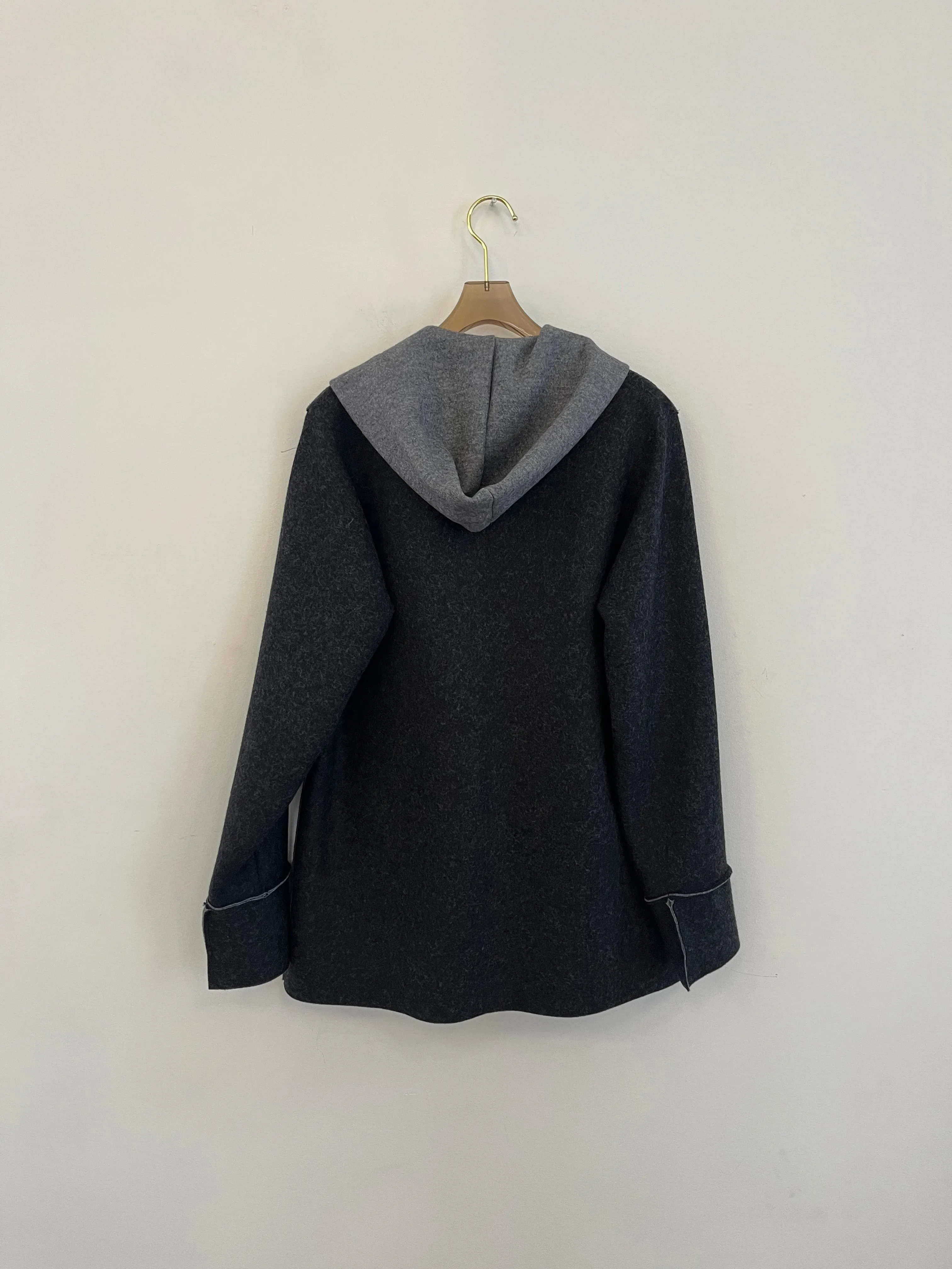 Black and Gray Reversible Wool Jacket