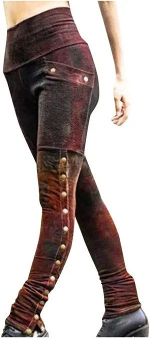 Casual Trousers for Women Stretchy Pencil Fit Rivets Pants Waist Slim Women Sexy High Patchwork Side And Pants