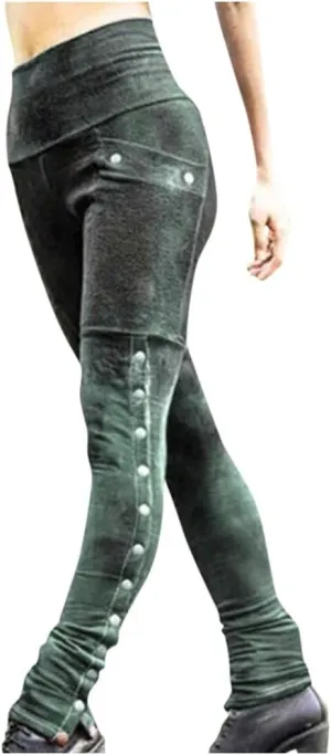 Casual Trousers for Women Stretchy Pencil Fit Rivets Pants Waist Slim Women Sexy High Patchwork Side And Pants