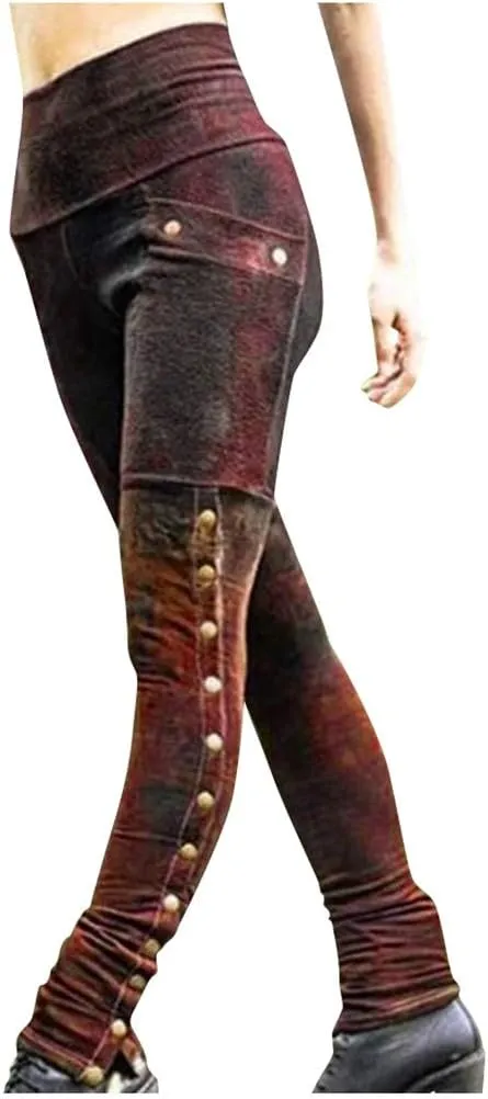 Casual Trousers for Women Stretchy Pencil Fit Rivets Pants Waist Slim Women Sexy High Patchwork Side And Pants