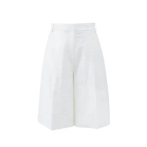 Cream Jacquard Wide Leg Shorts