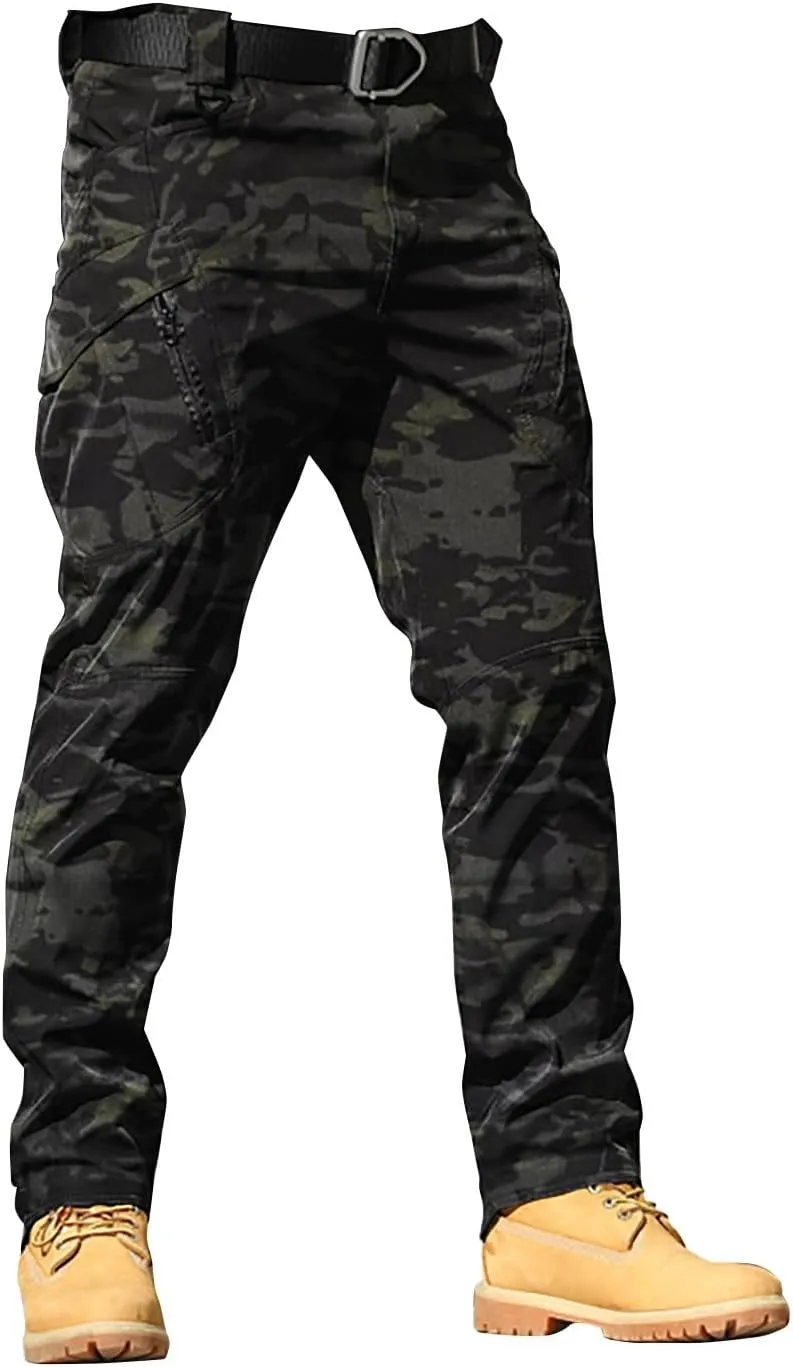 CRNTCEM Mens Camo Cargo Pants Straight Leg Army Combat Military Trousers Cotton Tactical Work Hunting Camouflage Pants