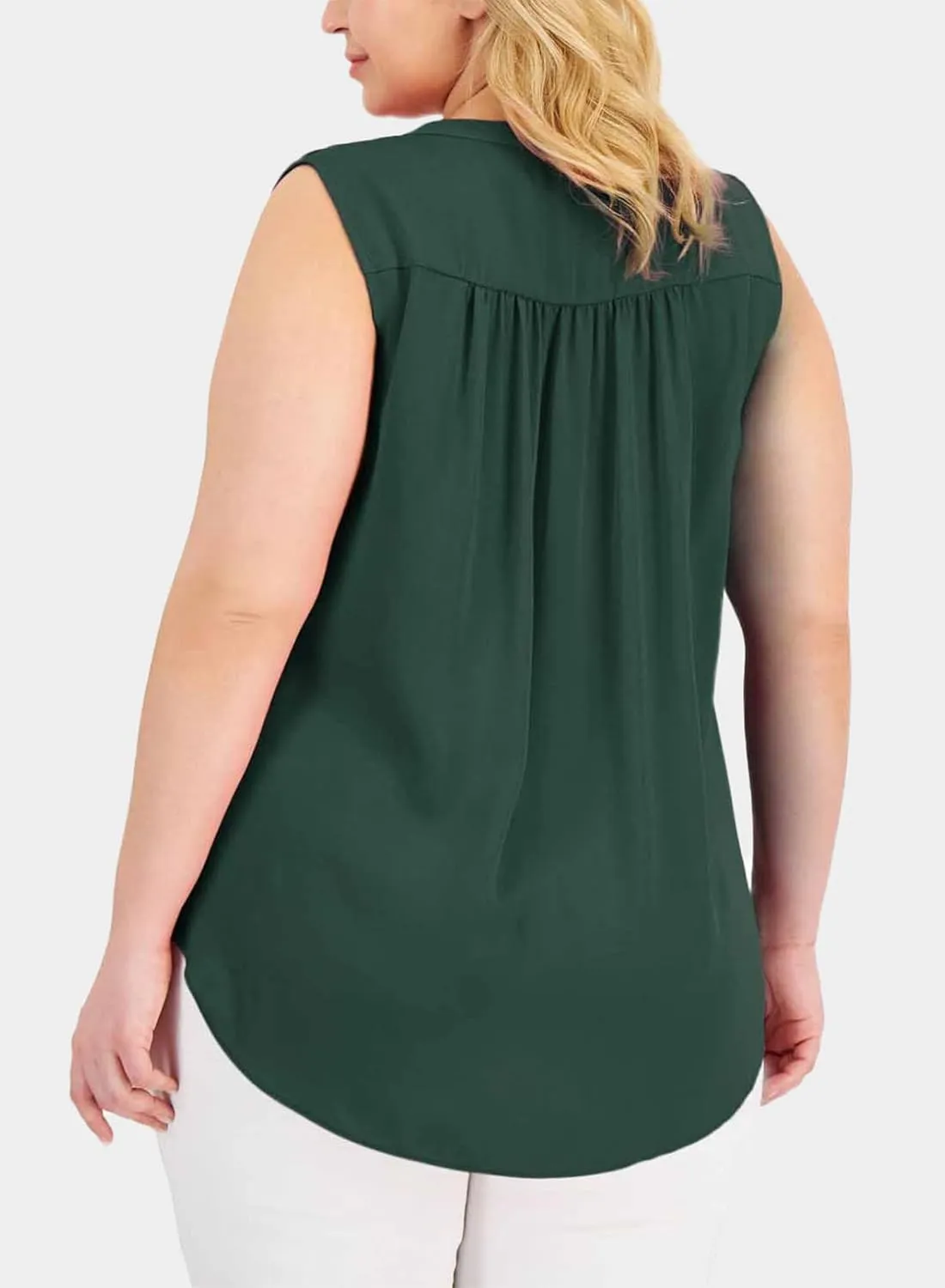 Eytino Womens Plus Size Tank Tops Summer Sleeveless V Neck Casual Loose Chiffon Blouse Office Work Shirts(1X-5X)
