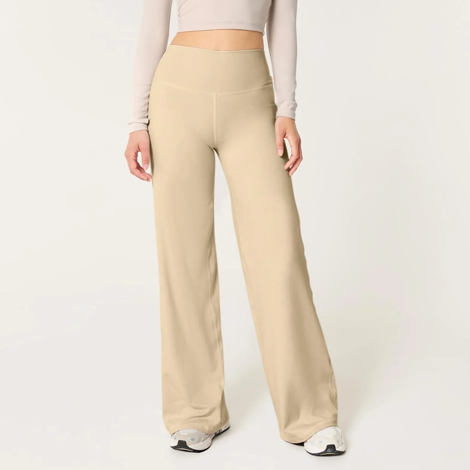 fanmpghleoo Wide Leg Yoga Pants for Women High Waisted Pull On Stretchy Work Pants Business Casual Athletic Trousers Pants