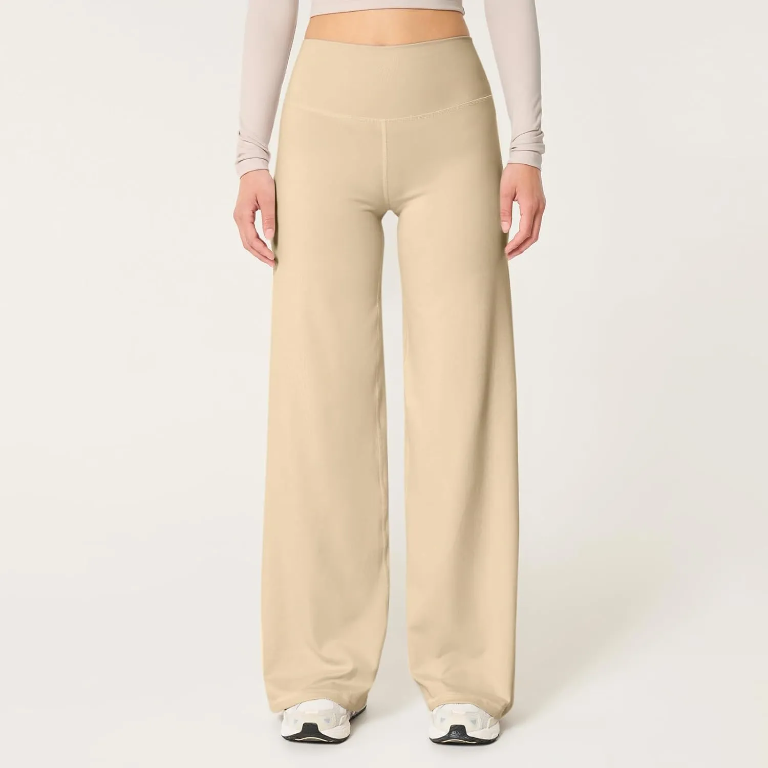 fanmpghleoo Wide Leg Yoga Pants for Women High Waisted Pull On Stretchy Work Pants Business Casual Athletic Trousers Pants