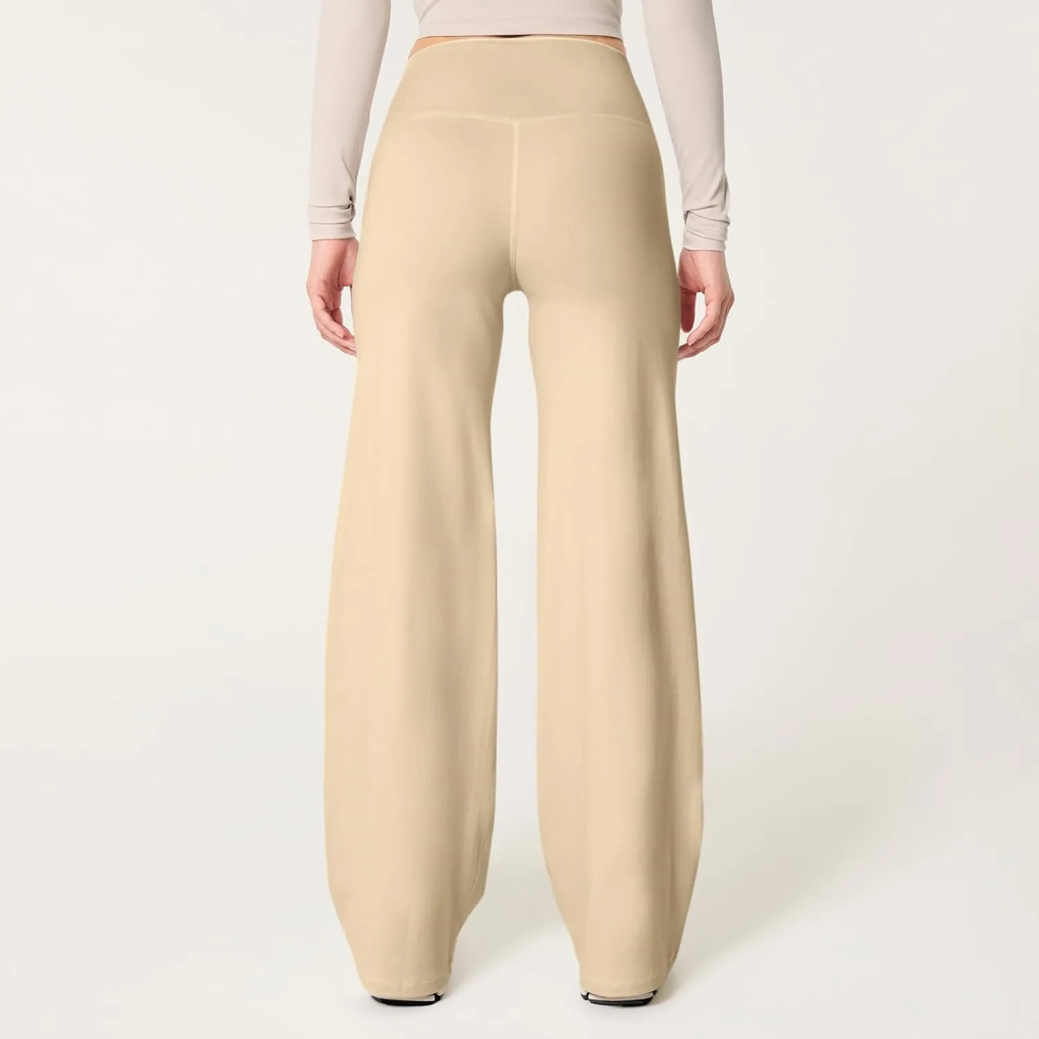 fanmpghleoo Wide Leg Yoga Pants for Women High Waisted Pull On Stretchy Work Pants Business Casual Athletic Trousers Pants