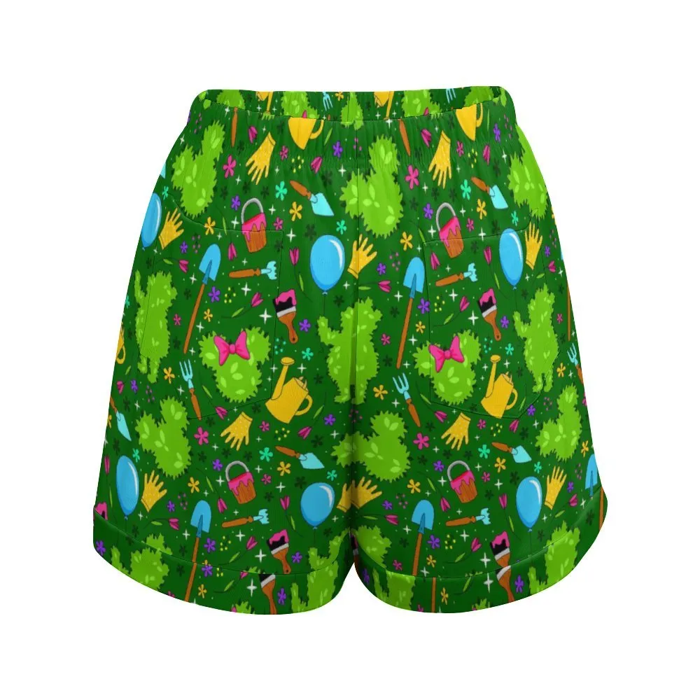 Flower And Garden Women's High-Waisted Loose Shorts With Pockets