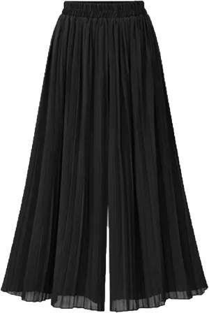 Flowy Chiffon Palazzo Dress Crop Pants for Women Dressy Casual Summer Wide Leg Pantalones De Vestir para Mujer