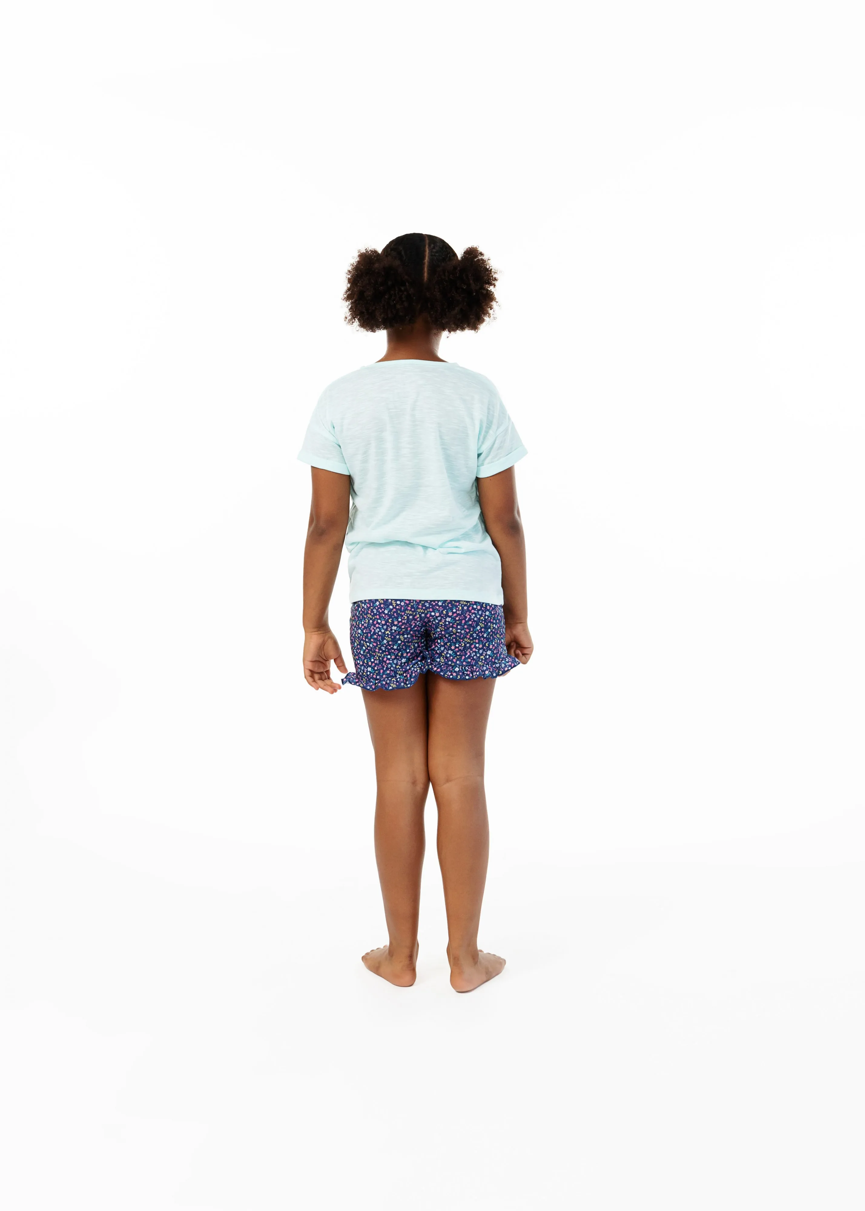 Girls Unicorn Florals 2-Piece Pajama Shorts Sleep Set