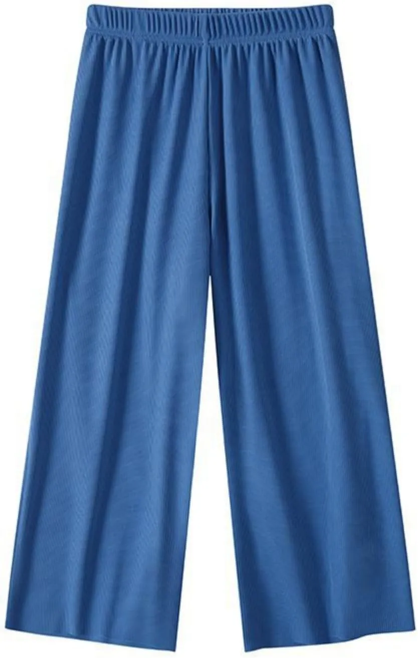 Girls Wide Leg Pants Flowy Stretchy Palazzo Pants Loose Lounge Thin Pants Straight Leg High Elastic Waist Trousers