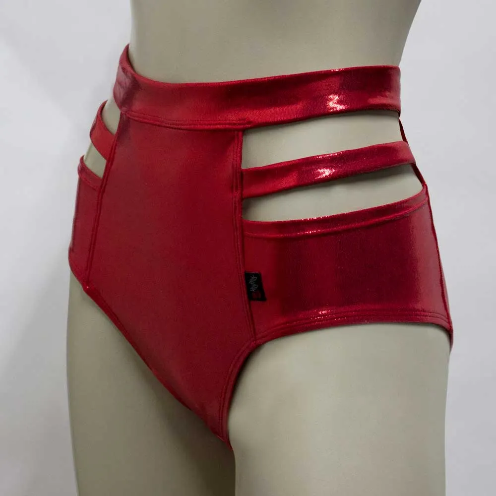 High Waisted Monroe Cutout Sexy Short- Red Mystique