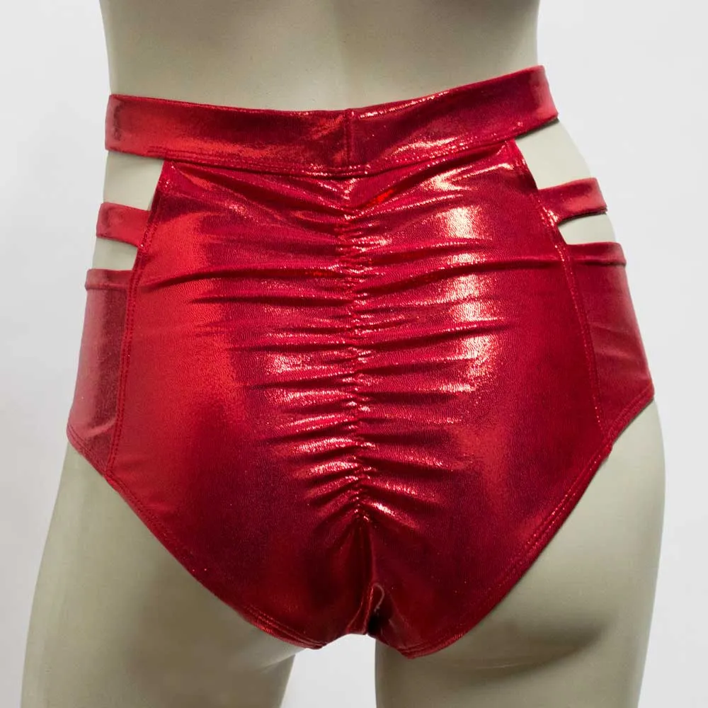 High Waisted Monroe Cutout Sexy Short- Red Mystique
