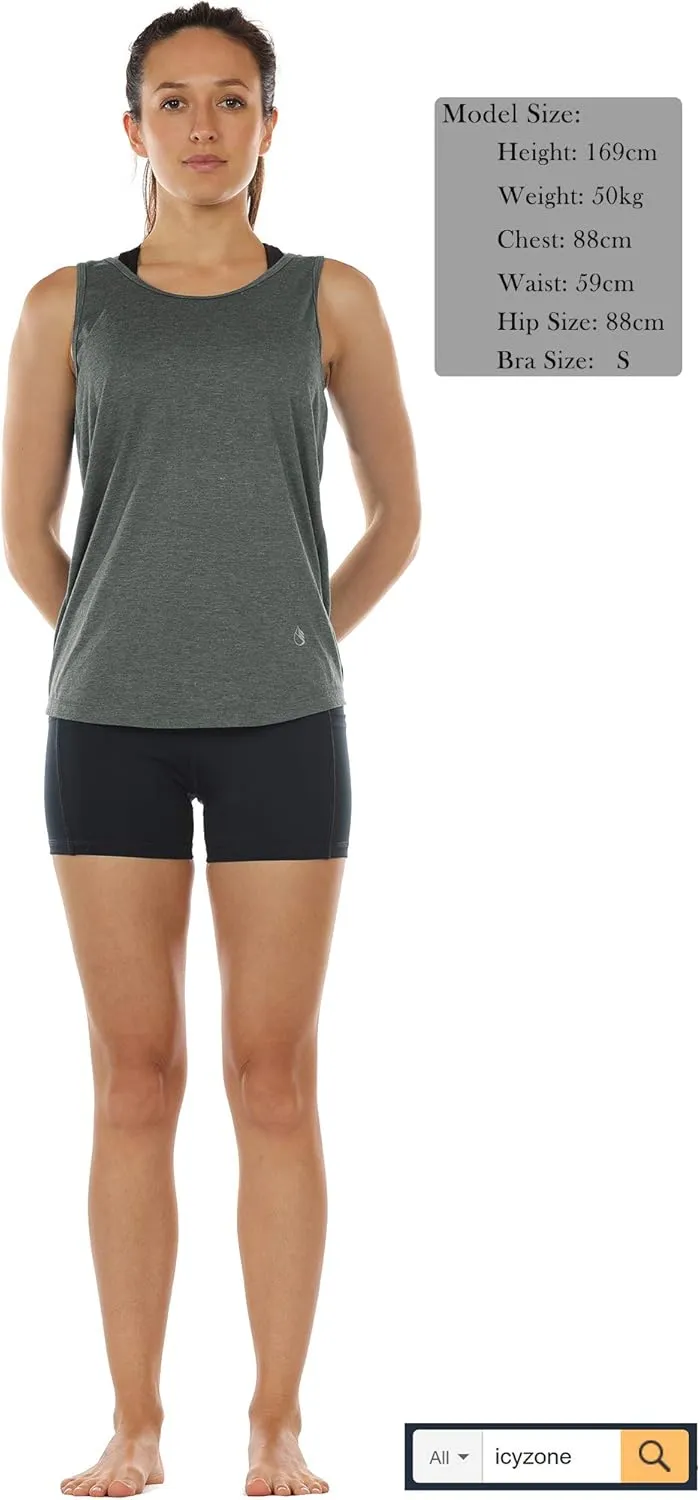 icyzone Women's Open Back High Neck Workout Athletic Gym Tank Tops