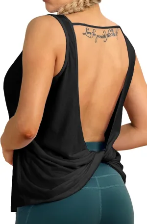 icyzone Women's Open Back High Neck Workout Athletic Gym Tank Tops