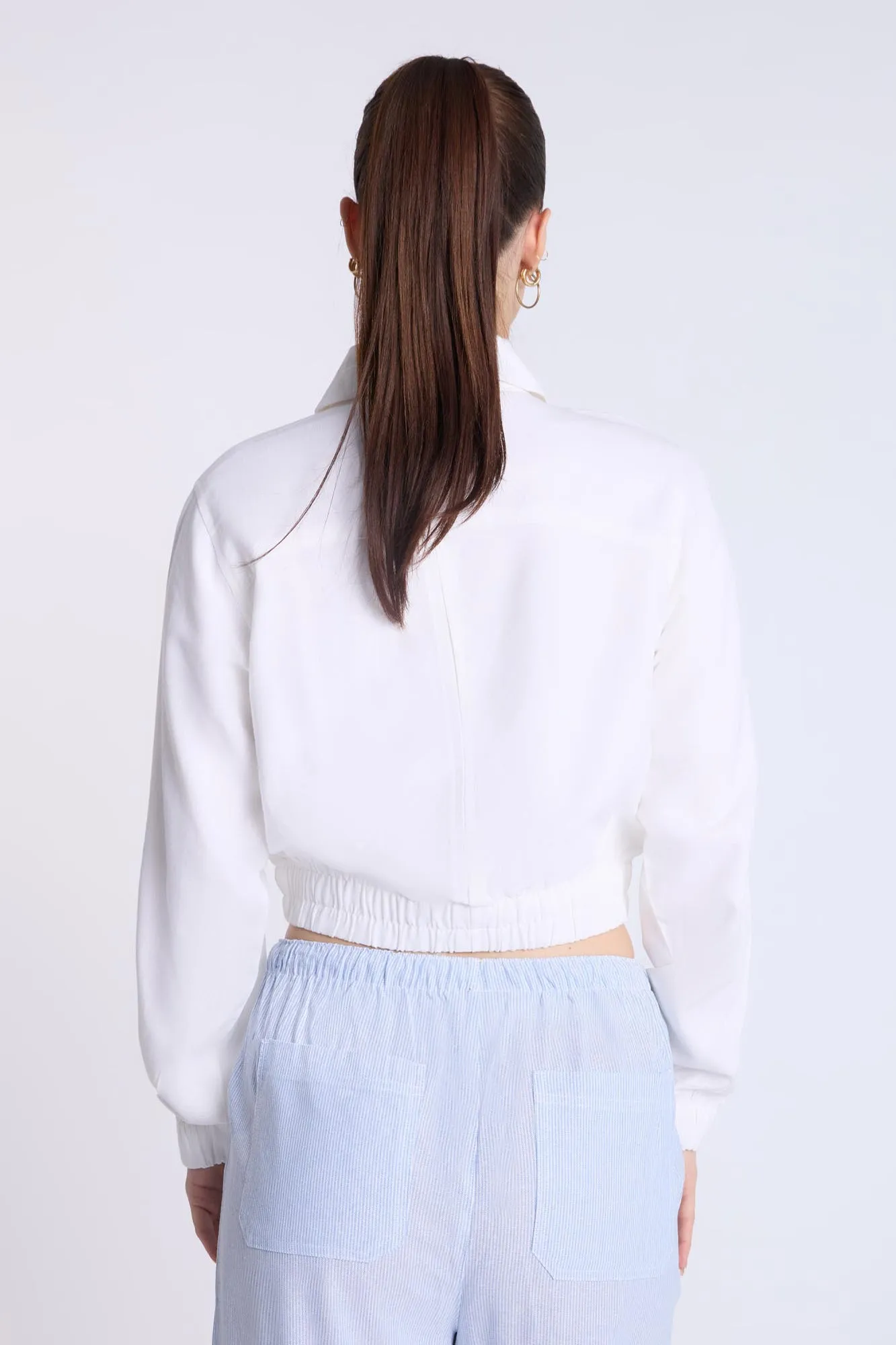 Linen-Blend Cargo Bomber Jacket