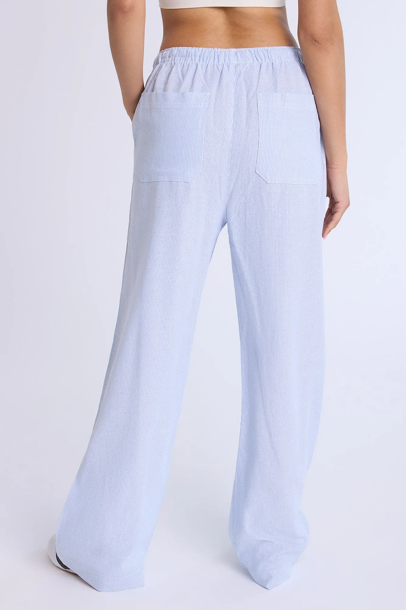Linen-Blend Pull-On Wide Leg Pants