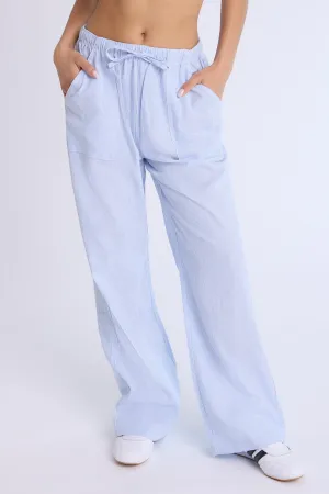 Linen-Blend Pull-On Wide Leg Pants