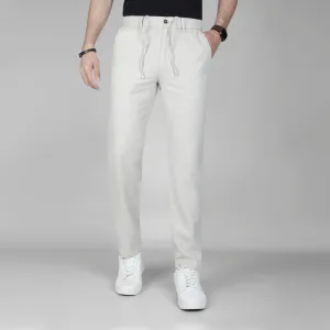 Linen-Cotton Drawstring Trousers  -  OFF WHITE - Available in store