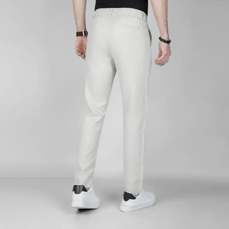 Linen-Cotton Drawstring Trousers  -  OFF WHITE - Available in store