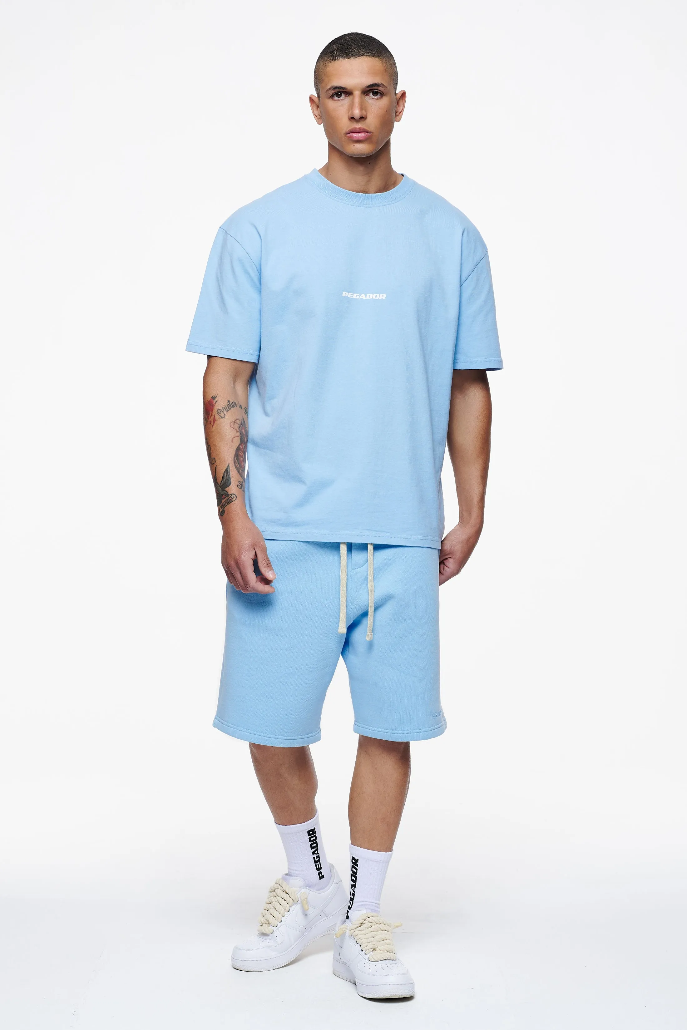 Logo Heavy Sweat Shorts Vintage Washed Riviera Blue Gum