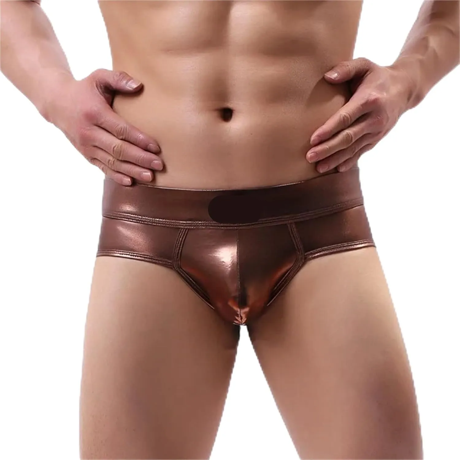 Mens Undershirts Shiny Mesh PU Leather Crop Tops PVC Wetlook Stage Dance Clubwear Sexy Boxer Briefs Underwear Men Clothes Set