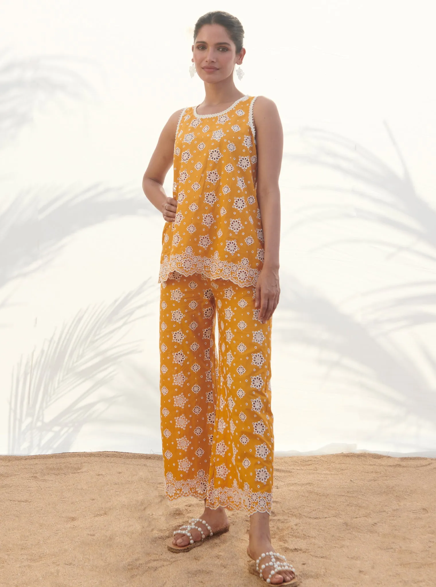 Mulmul Cotton Freesia Orange Co-ord?ÿSet