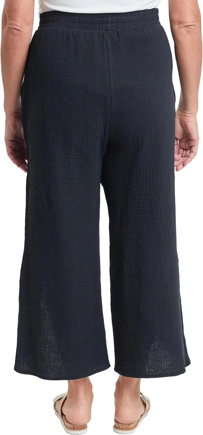 Royalty For Me Womens Womens Double Gauze Front Split Wide Leg Pants