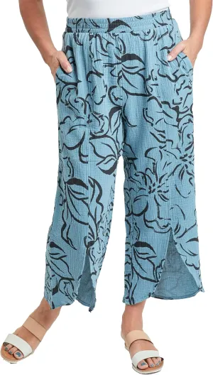 Royalty For Me Womens Womens Double Gauze Front Split Wide Leg Pants