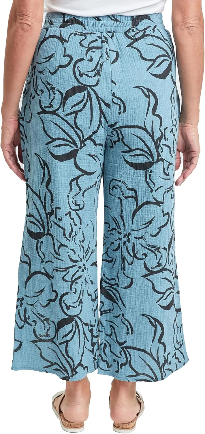 Royalty For Me Womens Womens Double Gauze Front Split Wide Leg Pants