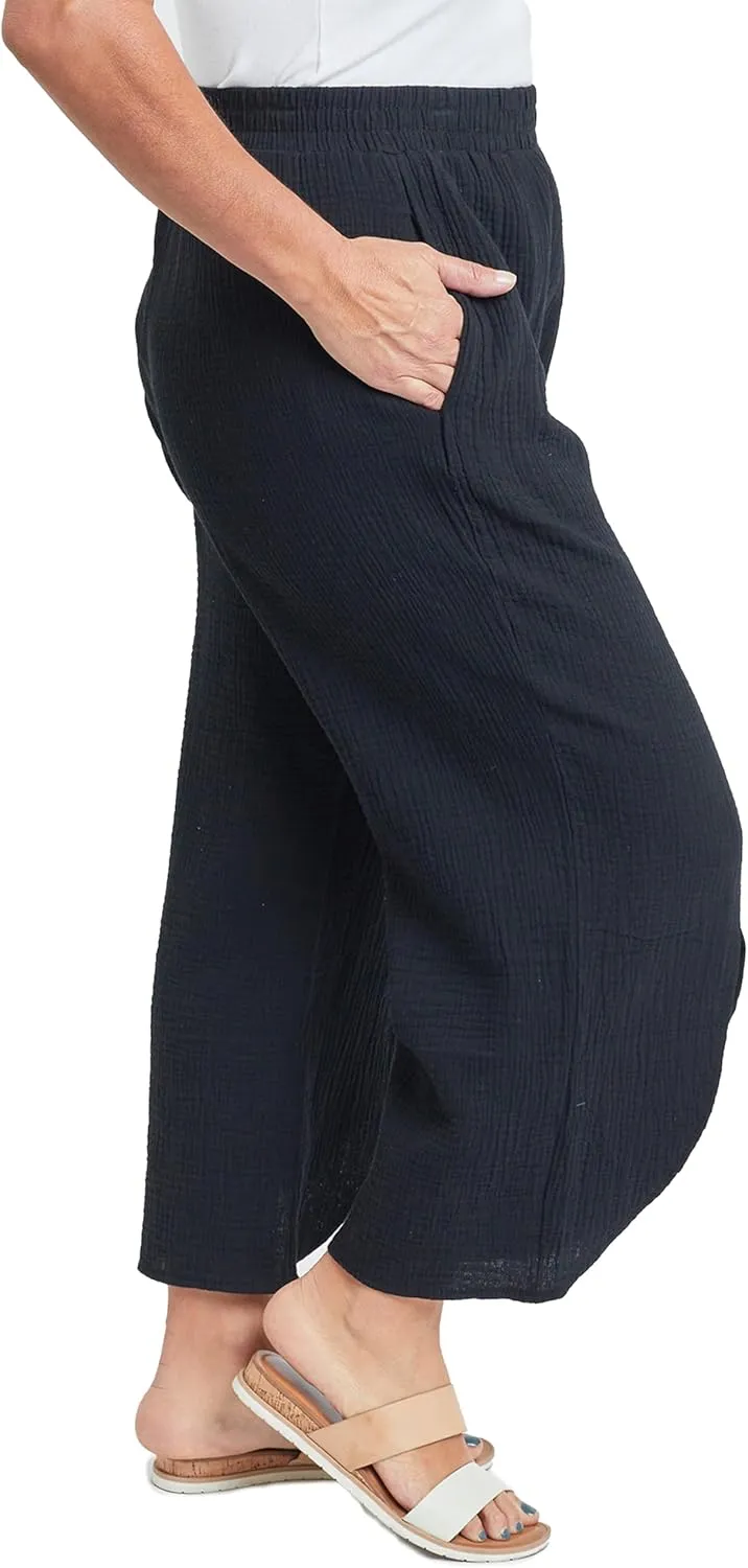 Royalty For Me Womens Womens Double Gauze Front Split Wide Leg Pants