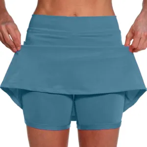 Skorts for Women Tummy Control High Waisted Athletic Workout Tennis Yoga Golf Skirts with Shorts Pockets Biker Shorts