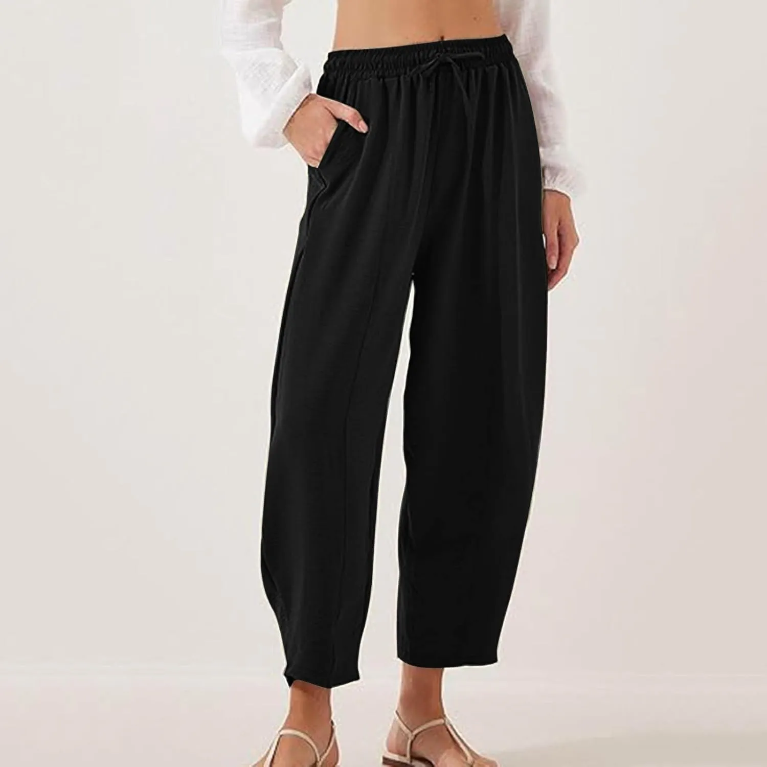 Summer Pants for Women 2024 High Waisted Pants Baggy Harem Pants Loose Casual Pants Comfy Trousers with Pockets