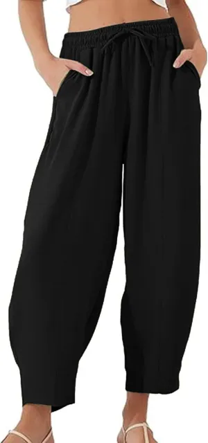 Summer Pants for Women 2024 High Waisted Pants Baggy Harem Pants Loose Casual Pants Comfy Trousers with Pockets