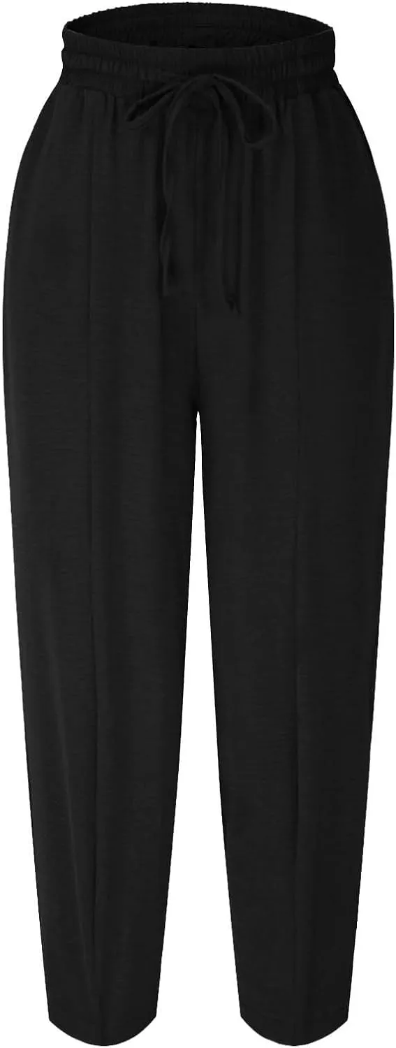 Summer Pants for Women 2024 High Waisted Pants Baggy Harem Pants Loose Casual Pants Comfy Trousers with Pockets
