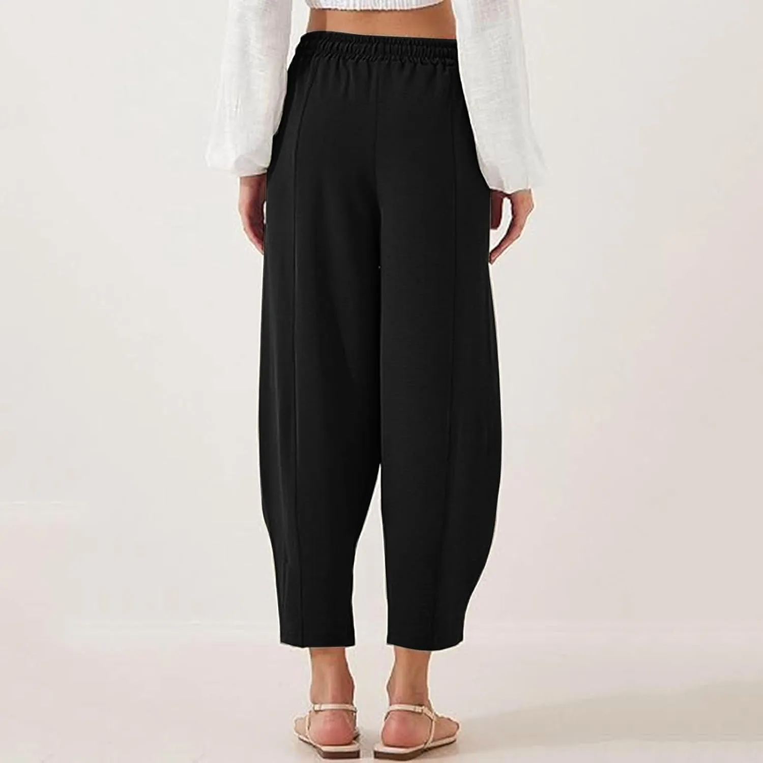 Summer Pants for Women 2024 High Waisted Pants Baggy Harem Pants Loose Casual Pants Comfy Trousers with Pockets