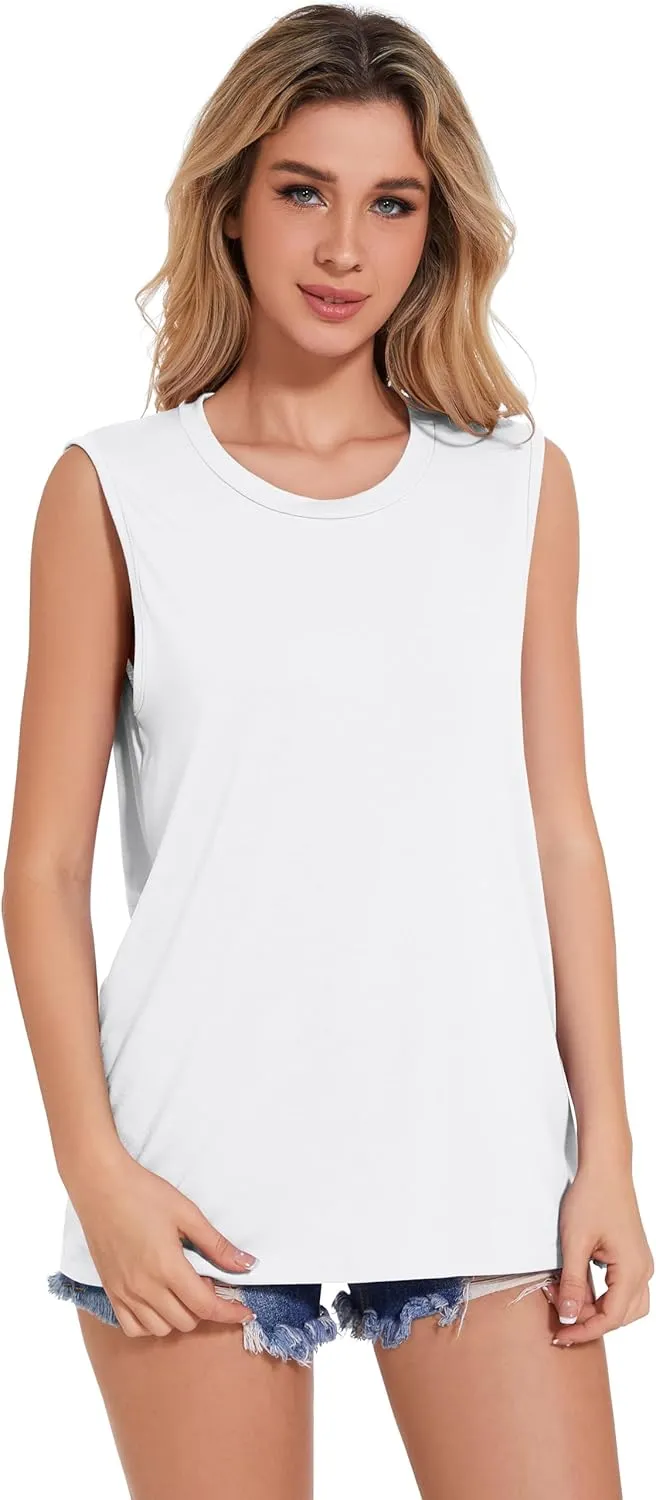 Tank Top for Women Sleeveless Summer Crewneck Casual Loose Tunic Tops Shirts