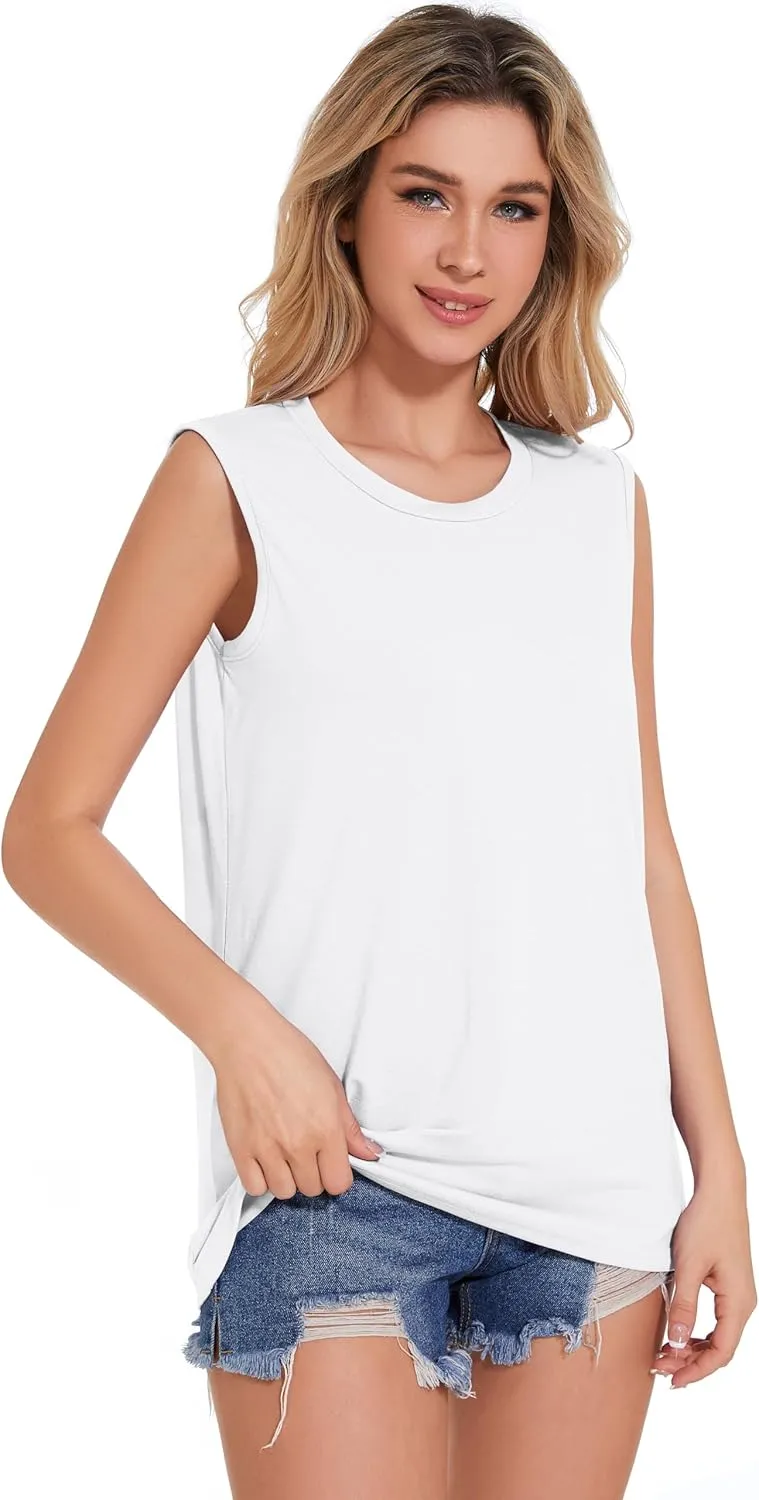 Tank Top for Women Sleeveless Summer Crewneck Casual Loose Tunic Tops Shirts
