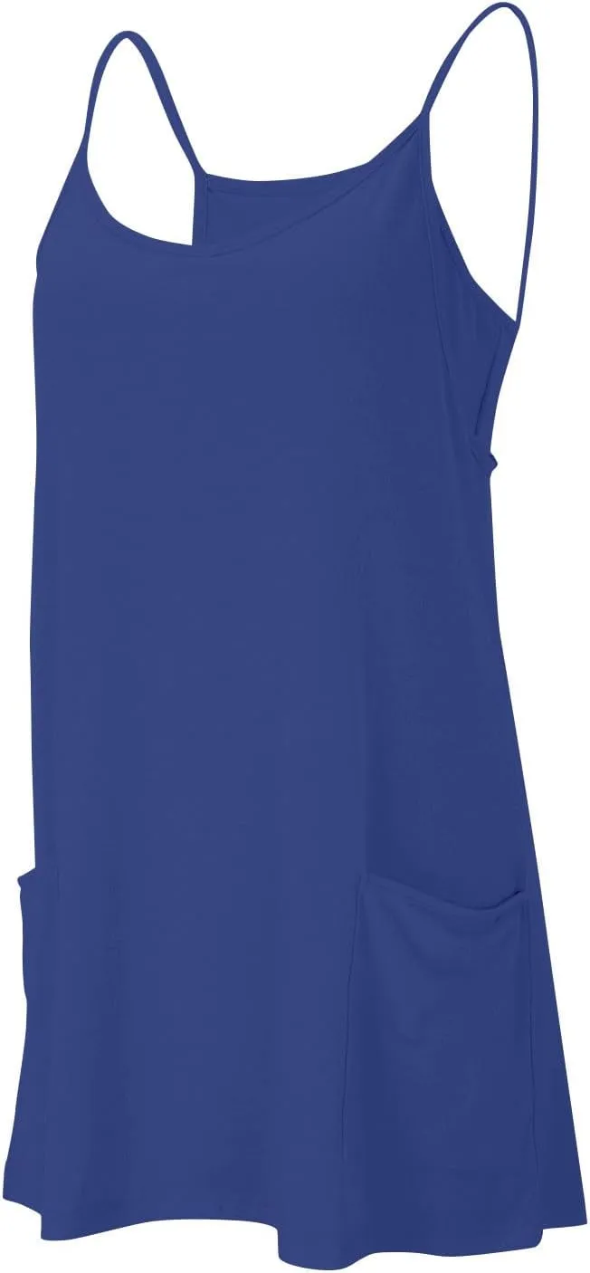 Tennis Dress for Women Built-in Shorts Underneath Casual Sleeveless Spaghetti Golf Sundress Workout Dress with Pockets
