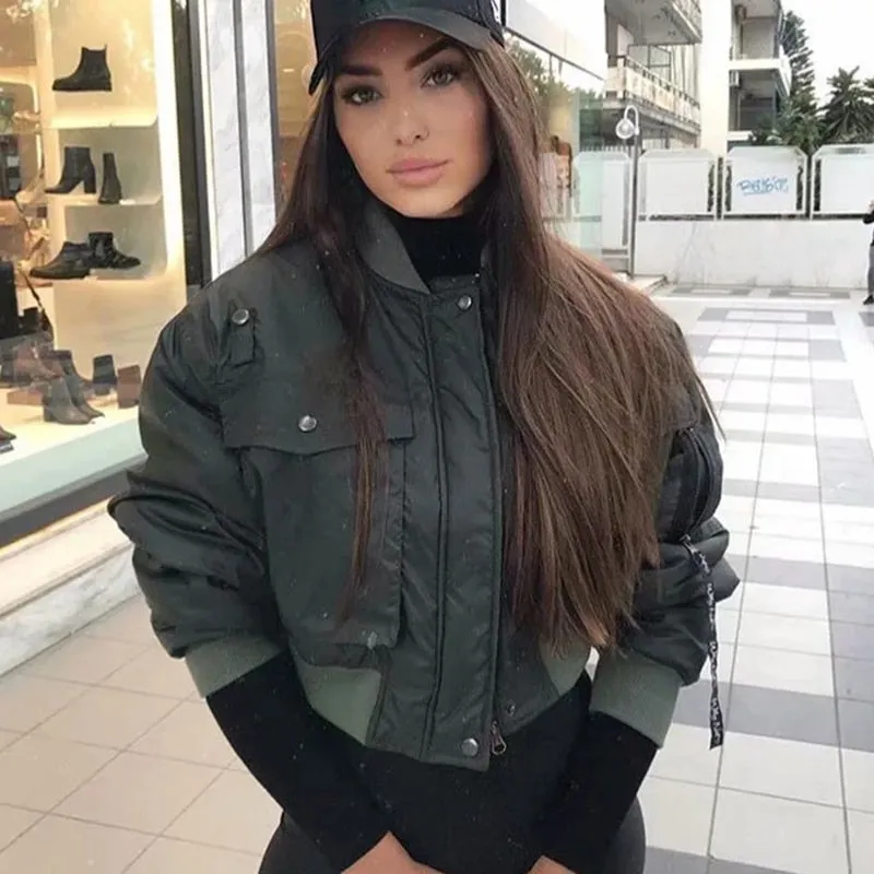Trendy Green Long Sleeve Mid Waist Jacket
