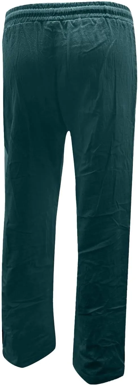 Women Linen Pants Beach Wide Leg Drawstring Joggers Cotton Loose Gauze Pants Summer Cute Causal Lightweight Trousers