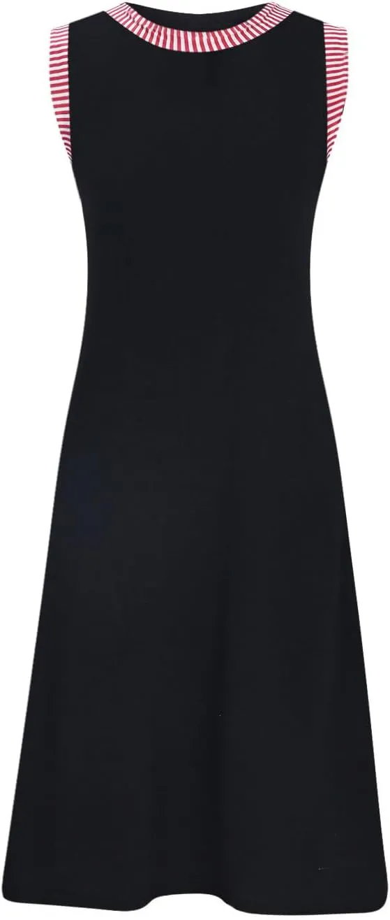 Women Sleeveless Summer Dresses Trendy Vacation Mini Dress Crewneck Loose Fit Casual Sundress Beach Tank Dresses
