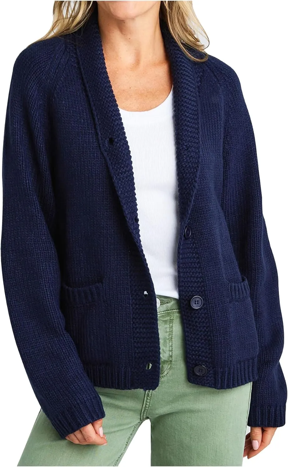 Women's American Flag Cardigan Long Sleeve Open Front Button Down Chunky Knit Varsity Sweater
