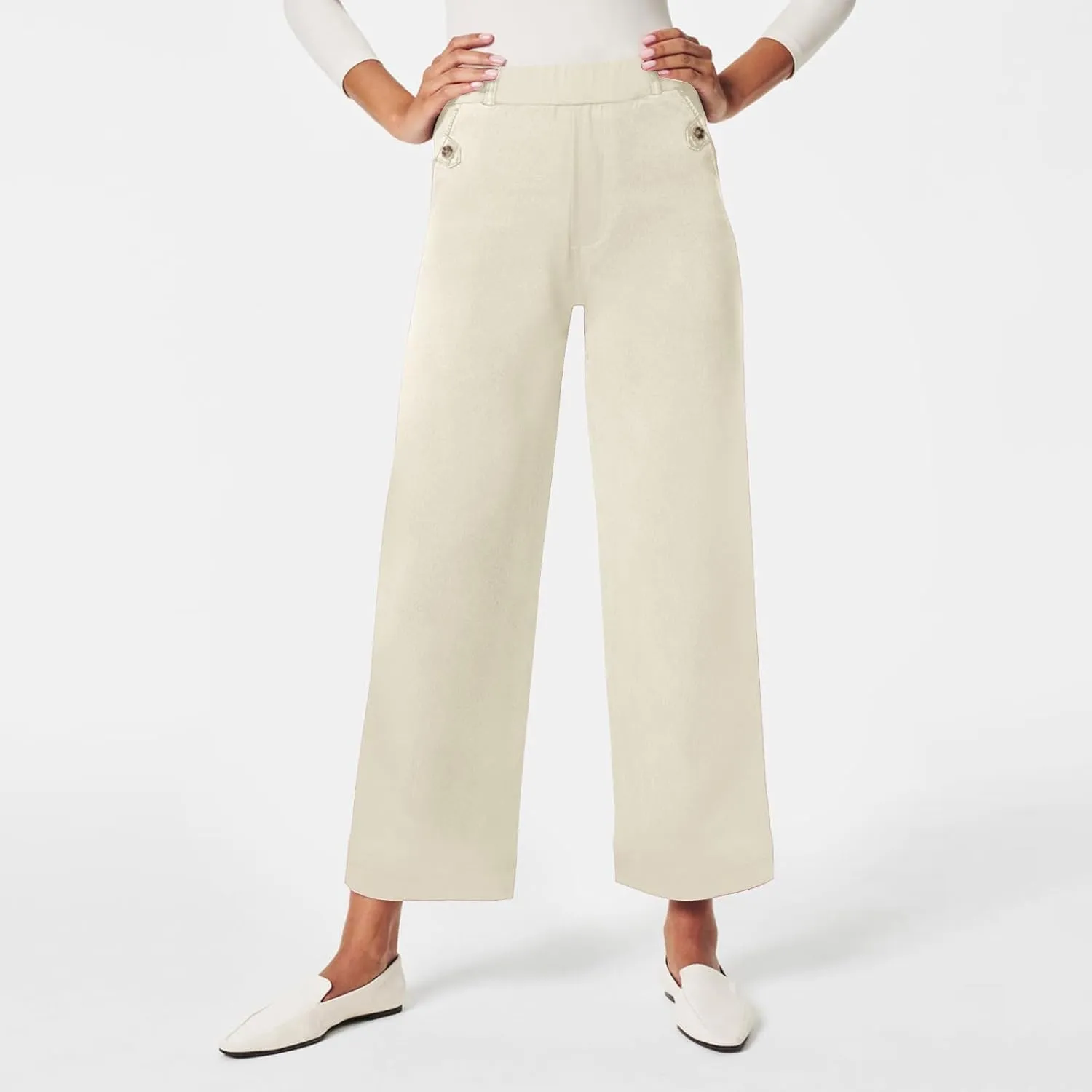 Women's Linen Blend Summer Pull On Palazzo Lounge Pants High Waist Wide Leg Slim-Fit Pant Trousers Work Business