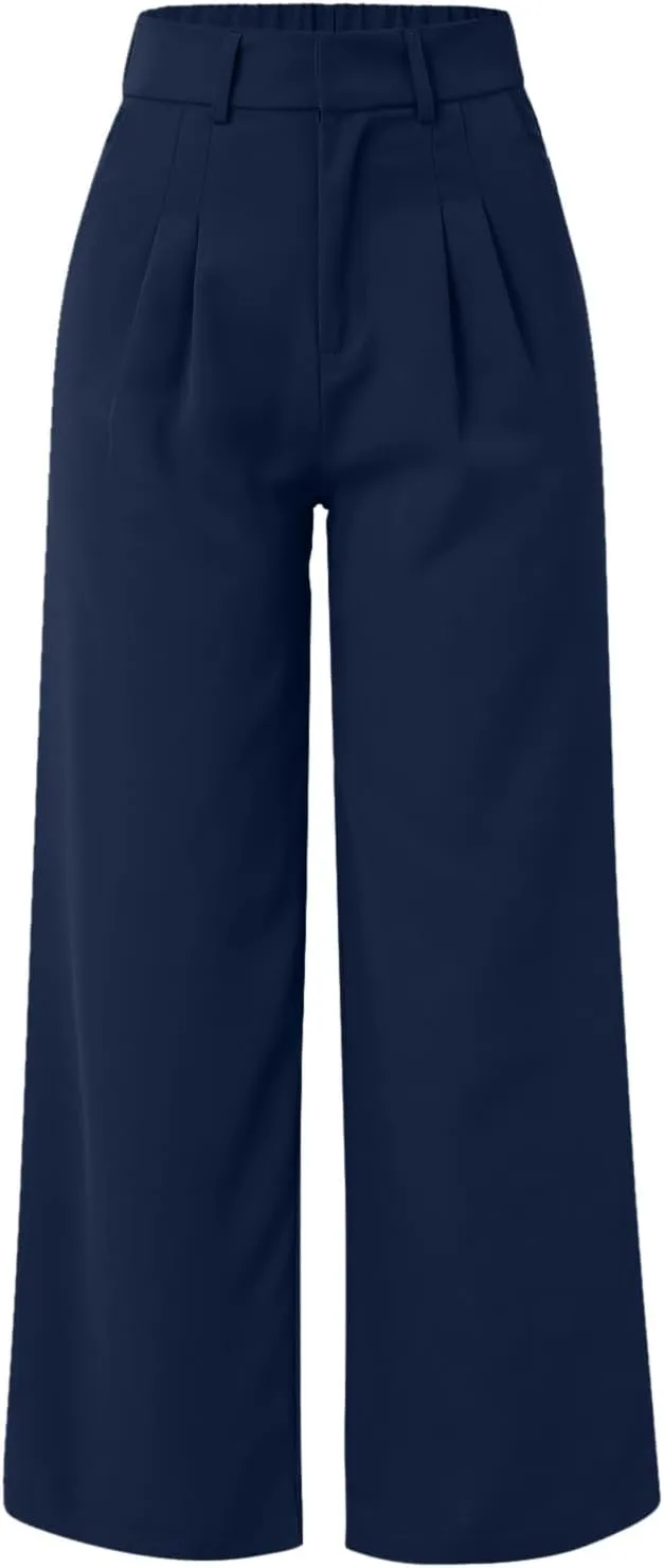 Women's Linen Summer Floral Pant Trousers High Waist Bootcut Loose Fit Palazzo Pants Office