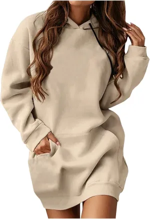 Women's Oversized Hoodies Sweatshirt Casual Long Sleeve Pocket Pullover Hoodie Dress Fall Winter Dress