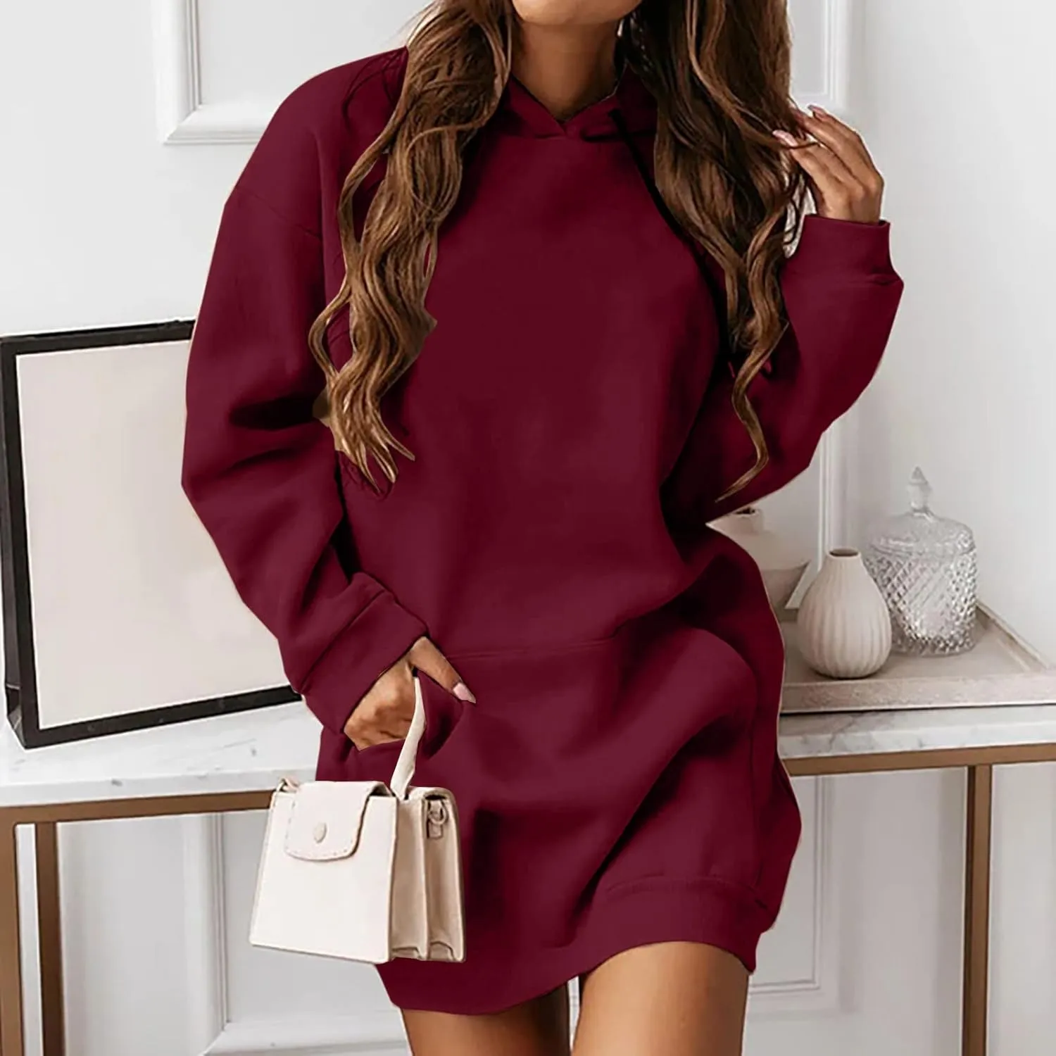 Women's Oversized Hoodies Sweatshirt Casual Long Sleeve Pocket Pullover Hoodie Dress Fall Winter Dress