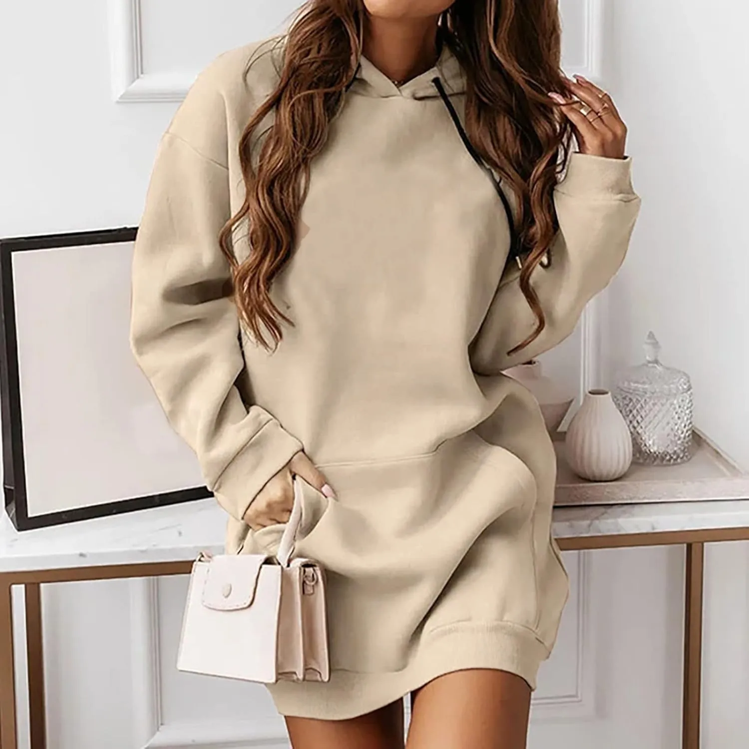 Women's Oversized Hoodies Sweatshirt Casual Long Sleeve Pocket Pullover Hoodie Dress Fall Winter Dress