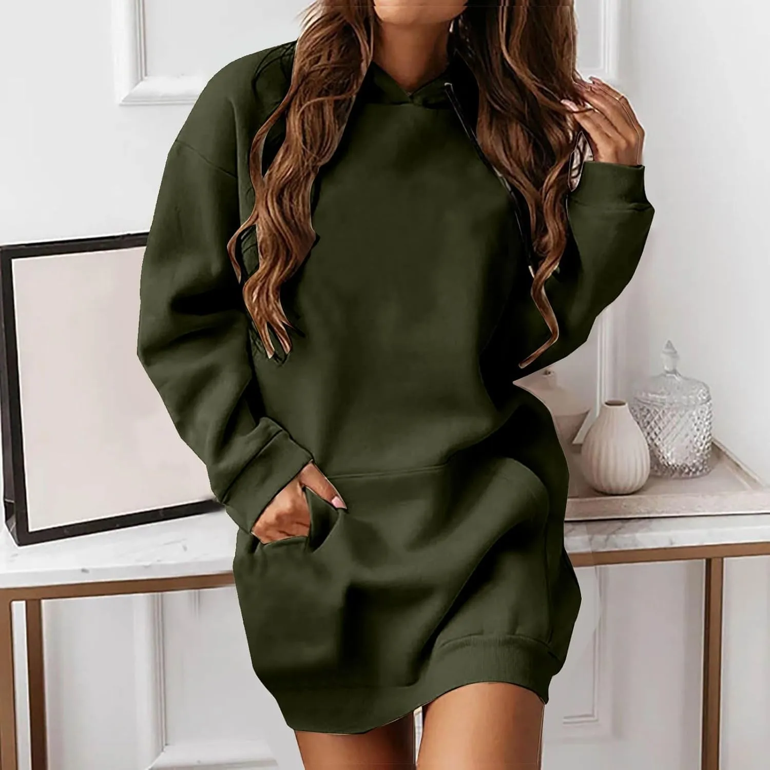Women's Oversized Hoodies Sweatshirt Casual Long Sleeve Pocket Pullover Hoodie Dress Fall Winter Dress